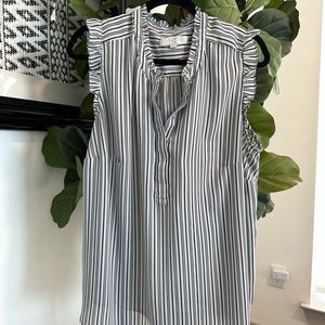LOFT Plus | Wear to Work Ruffled Cap Sleeve / Sleeveless Pinstripe Blouse